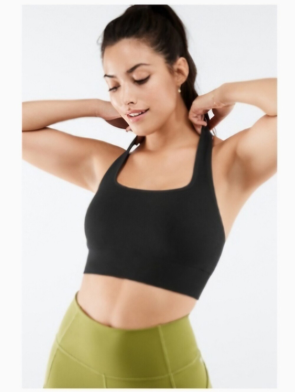 Fabletics Black Cloud Seamless Halter Bralette - Size Medium